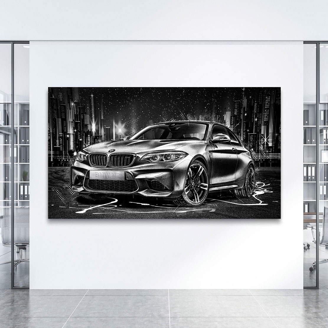 Auto Leinwandbild BMW M2 Black and White