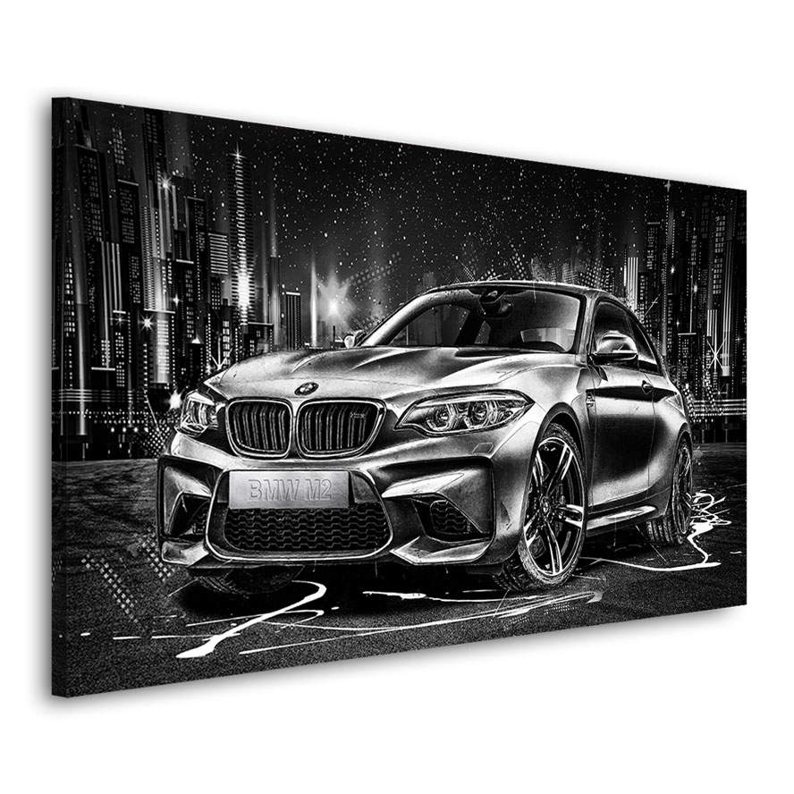 Auto Leinwandbild BMW M2 Black and White