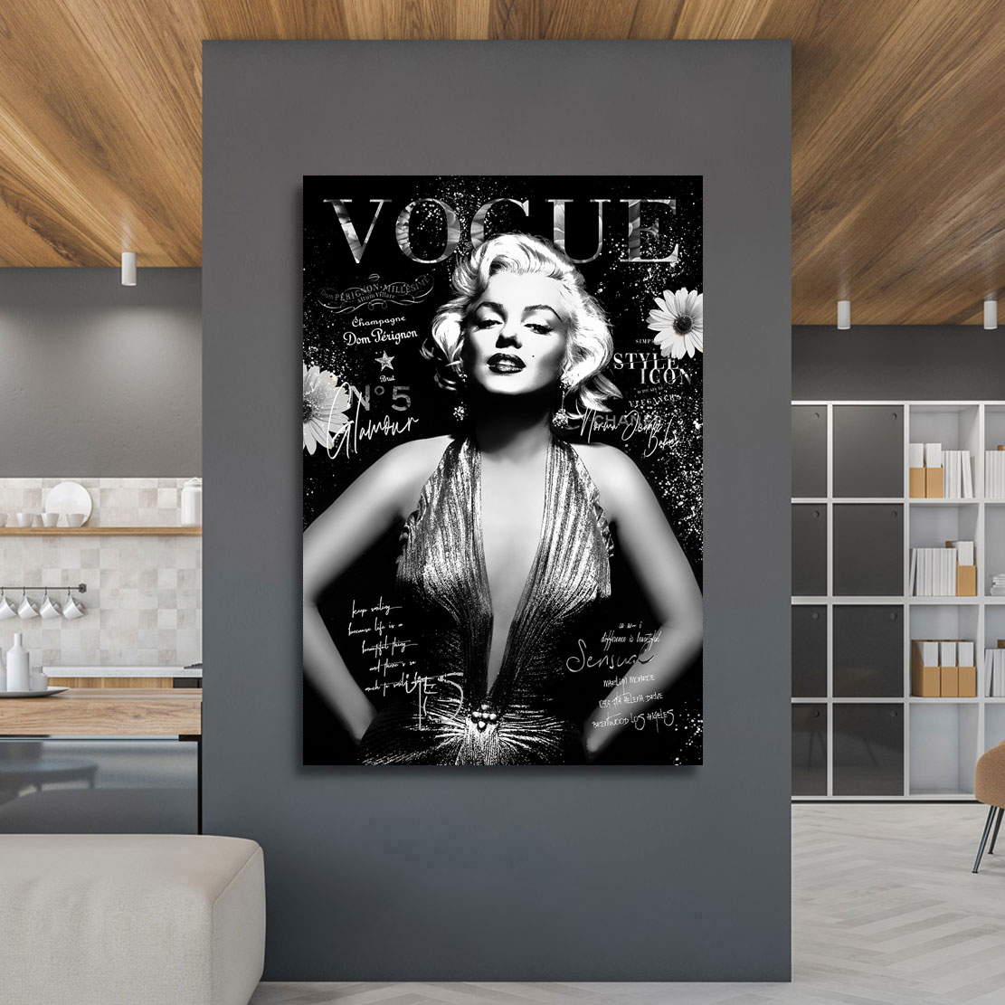 Wandbild Leinwandbild Marilyn Monroe Vogue Black and White