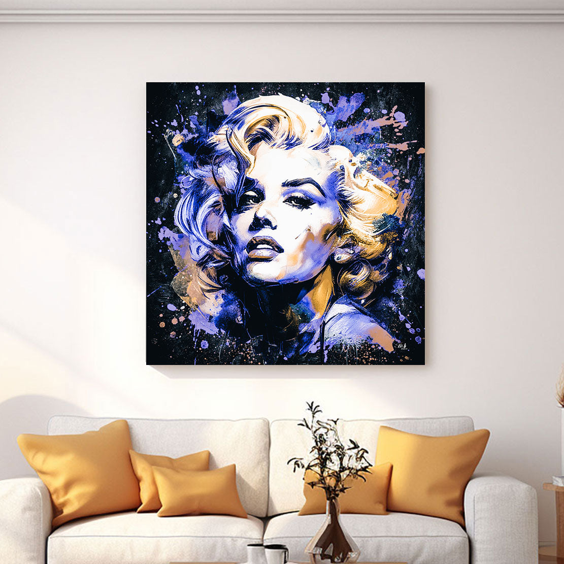 Leinwandbild Marilyn Monroe Abstrakt Blue Style