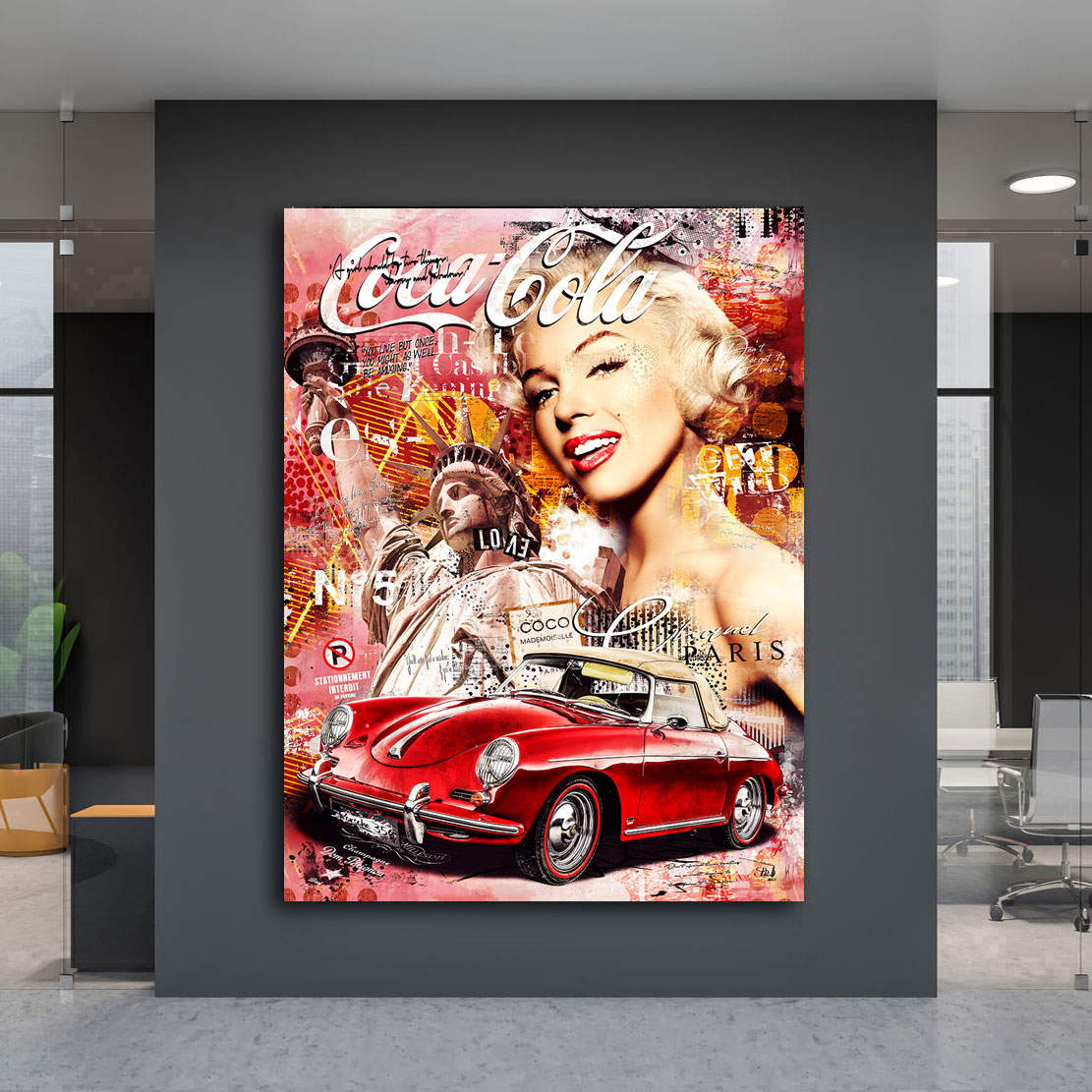 Leinwandbild Marilyn Monroe Porsche Pop Art Coke
