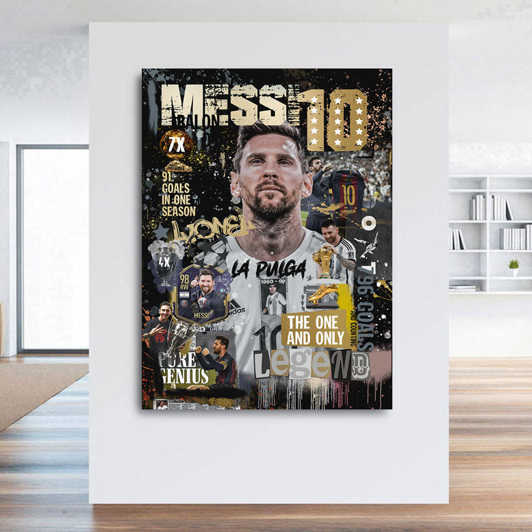 Fussball Wandbild Messi Black Style