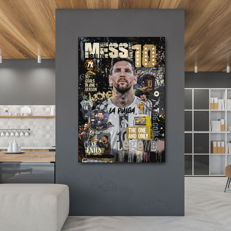 Fussball Wandbild Messi Black Style