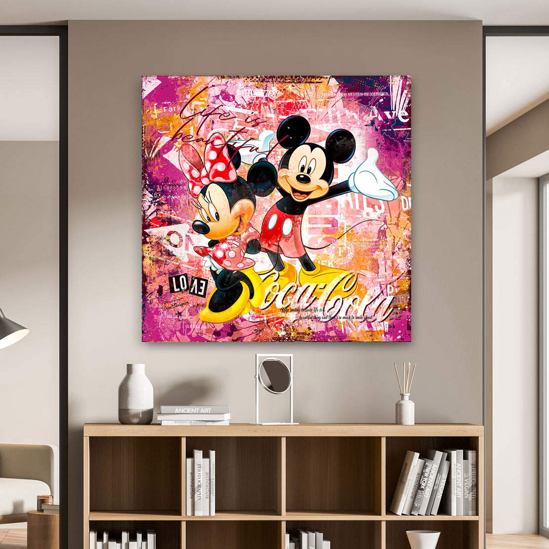 Leinwandbild Micky u. Minnie Life is beautiful Pop Art