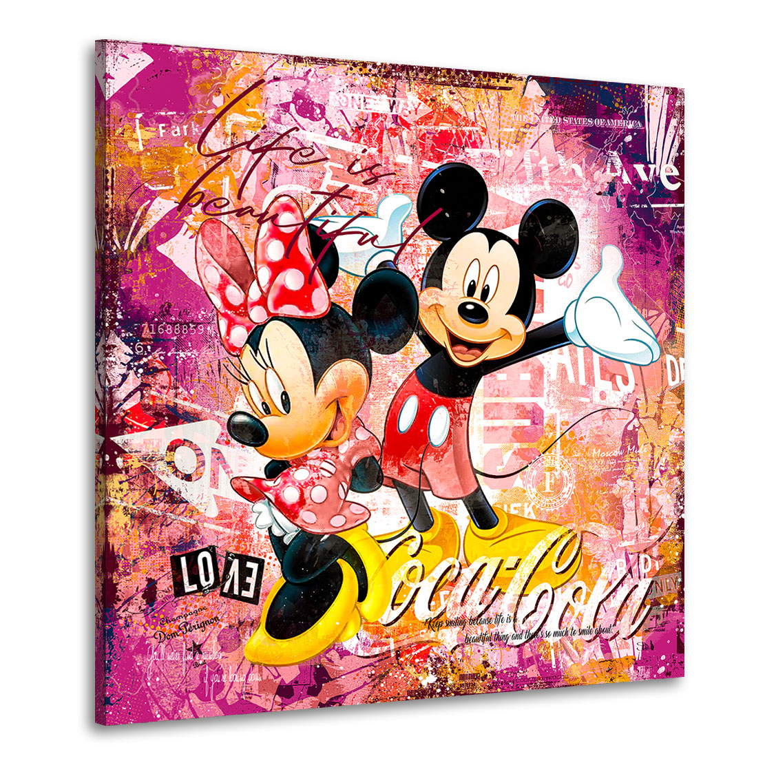 Leinwandbild Micky u. Minnie Life is beautiful Pop Art