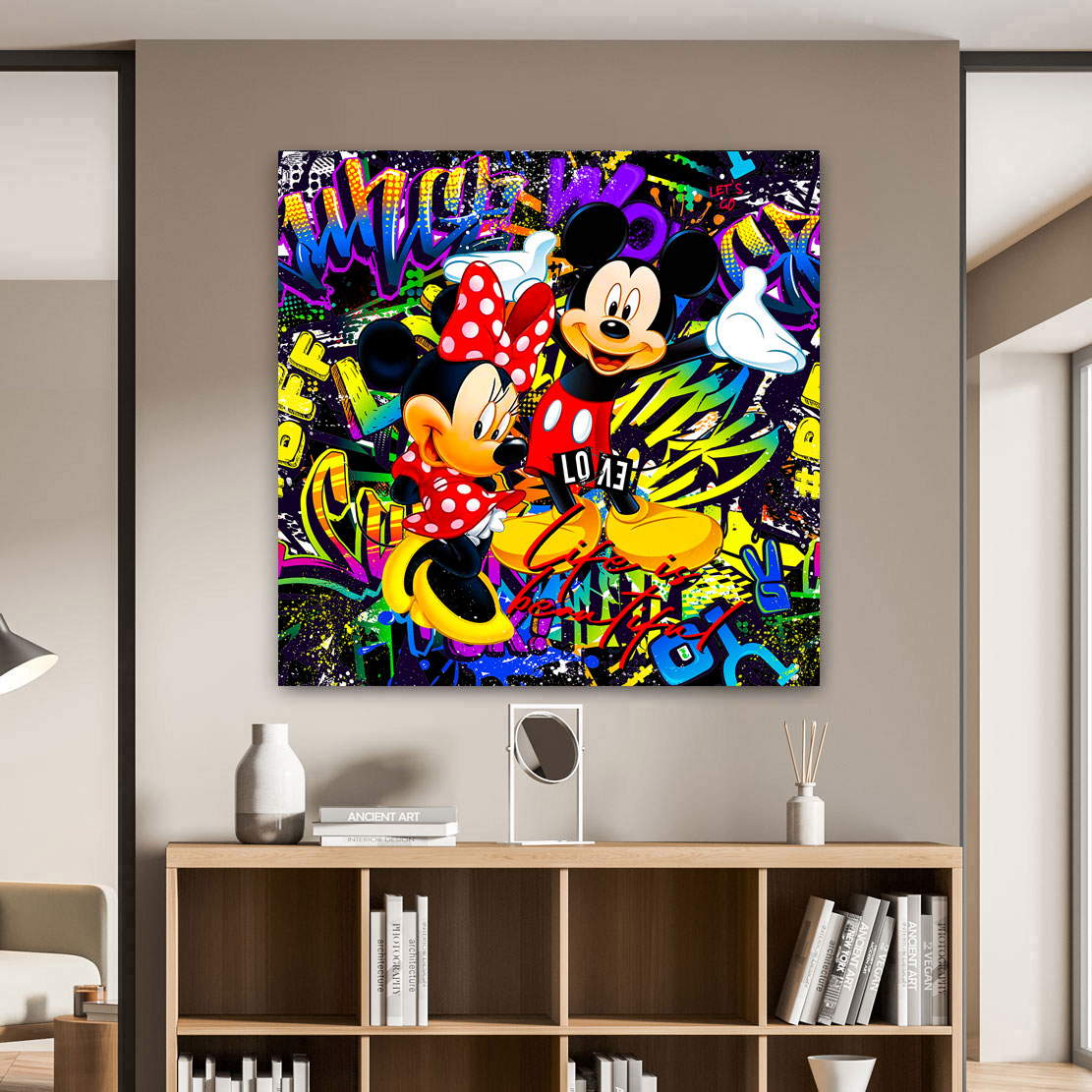 Leinwandbild Micky & Minnie Black Graffiti Style