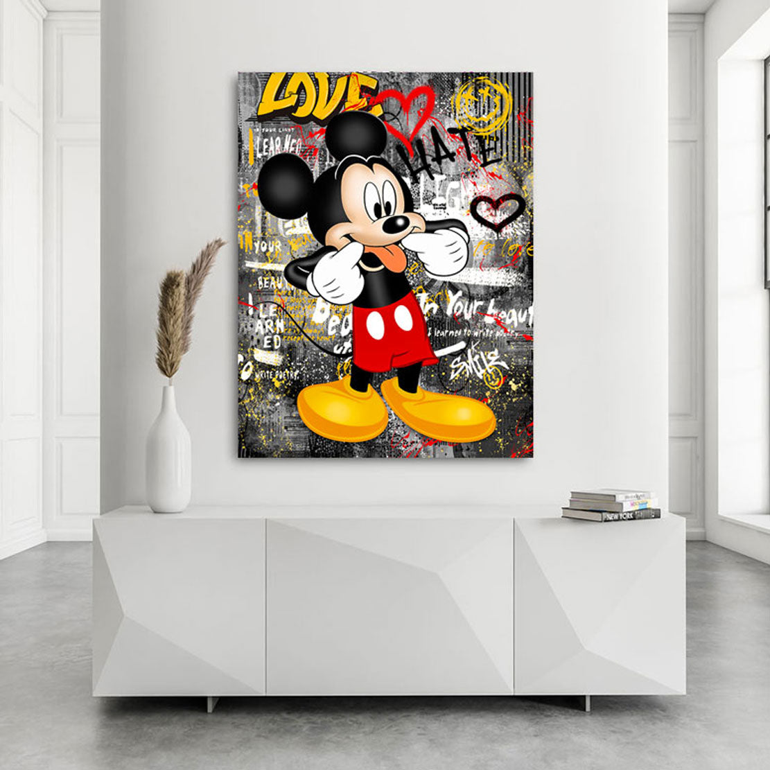 Pop Art Wandbild Micky Maus Love and Hate