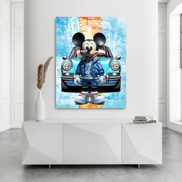 Pop Art Auto Wandbild Micky Gulf Porsche