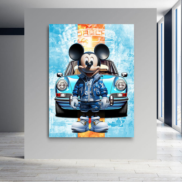 Pop Art Auto Wandbild Micky Gulf Porsche