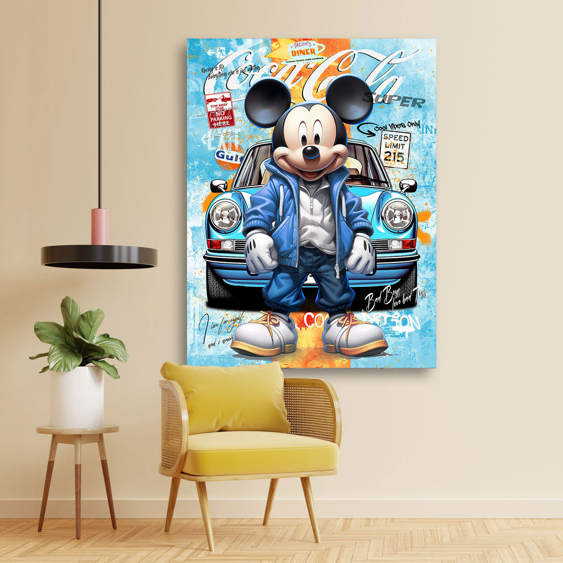 Pop Art Auto Wandbild Micky Porsche