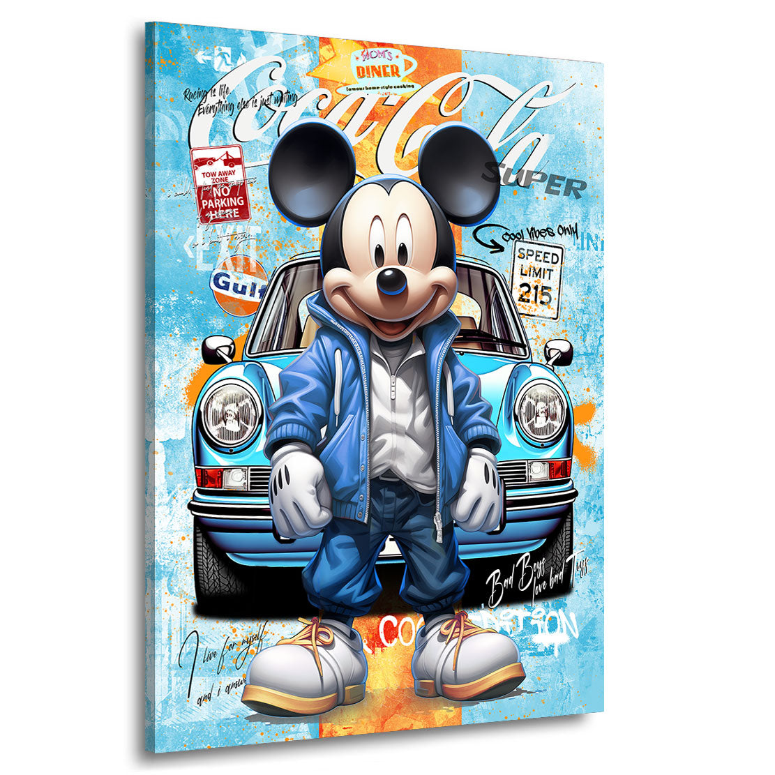 Pop Art Auto Wandbild Micky Porsche