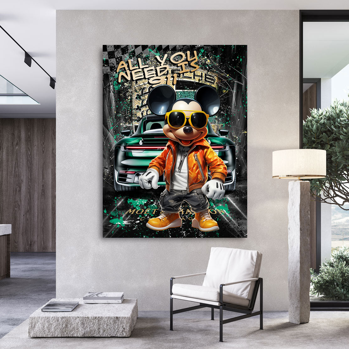 Pop Art Wandbild Micky Maus Porsche 911