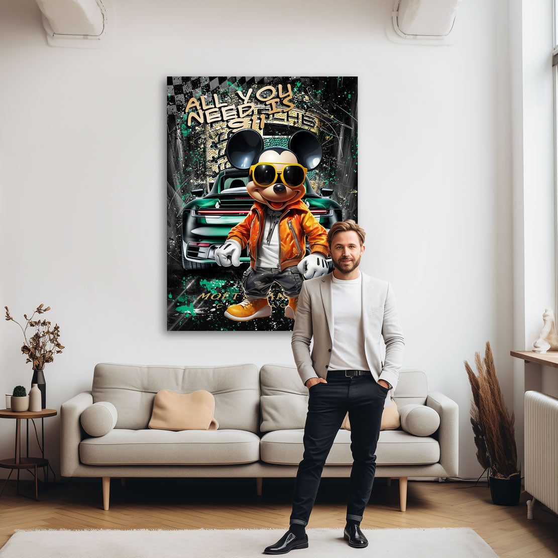 Pop Art Wandbild Micky Maus Porsche 911