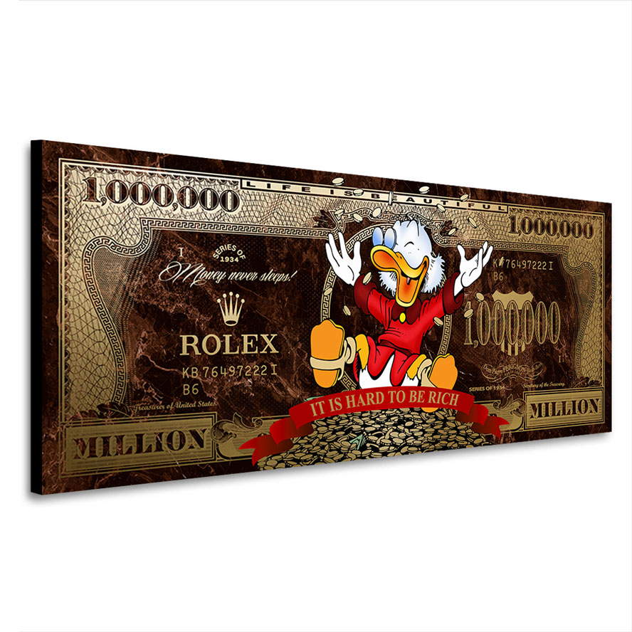 Pop Art Leinwandbild Dagobert Million Dollar Retro Look