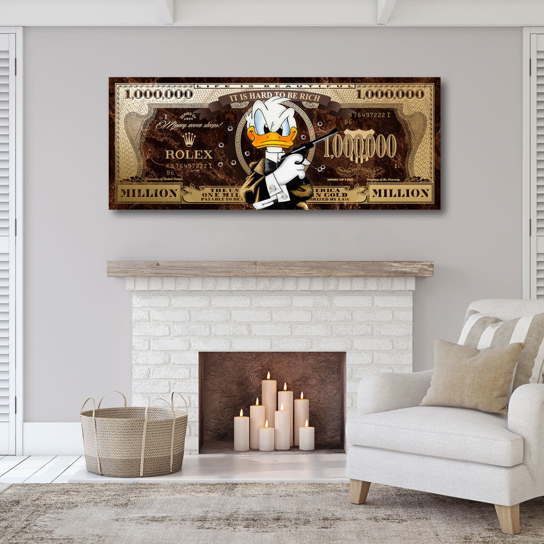 Wandbild Donald Duck Bond Dollar Vintage Sytle