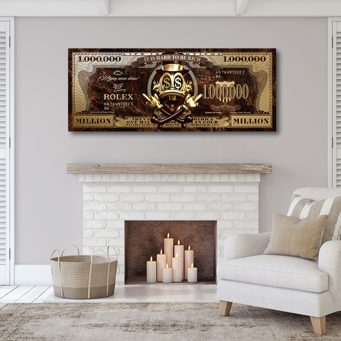 Wandbild Dagobert Duck Totenkopf Dollar Retro Style