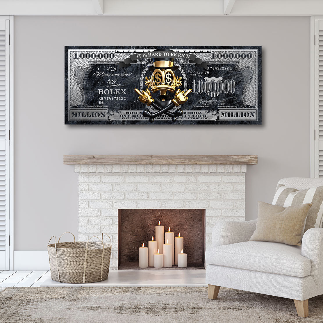 Wandbild Dagobert Duck Totenkopf Dollar