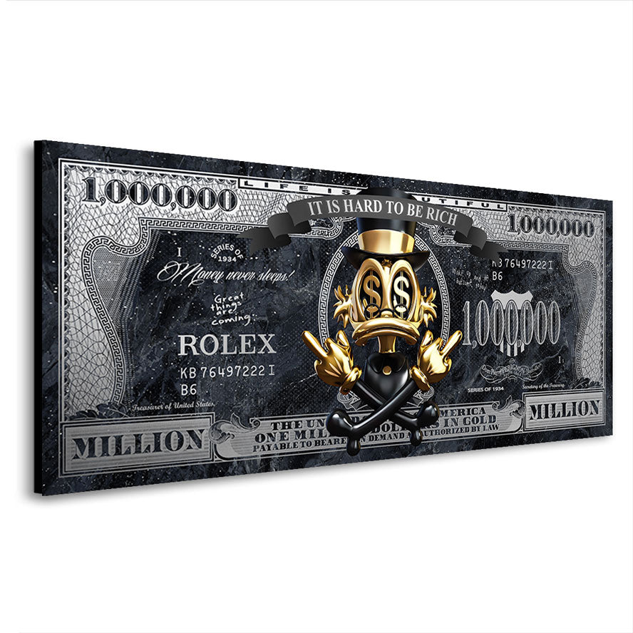 Wandbild Dagobert Duck Totenkopf Dollar