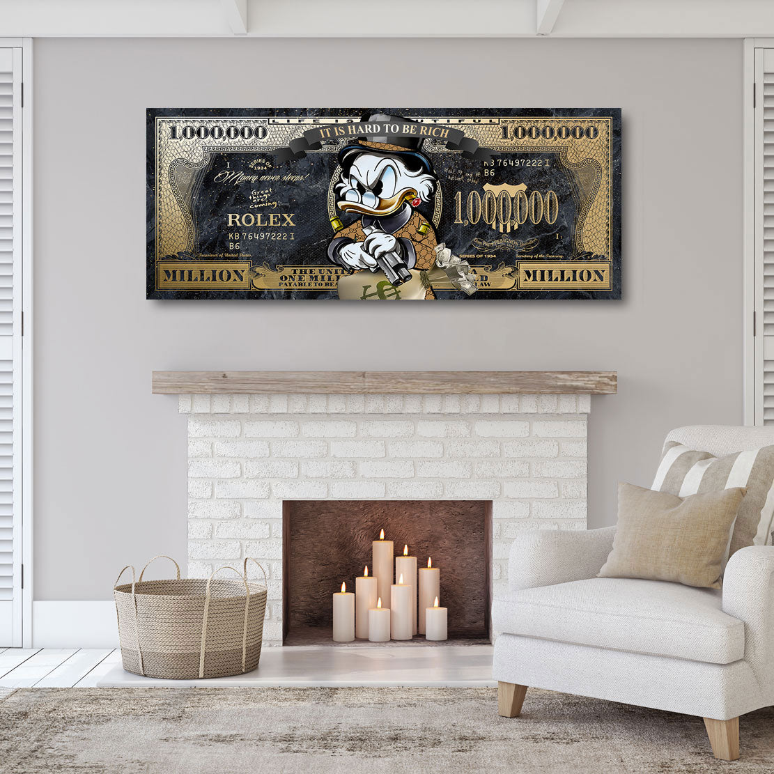 Blattgold Pop Art Wandbild Dagobert One Million Dollar