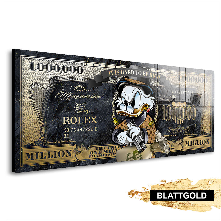 Blattgold Pop Art Wandbild Dagobert One Million Dollar