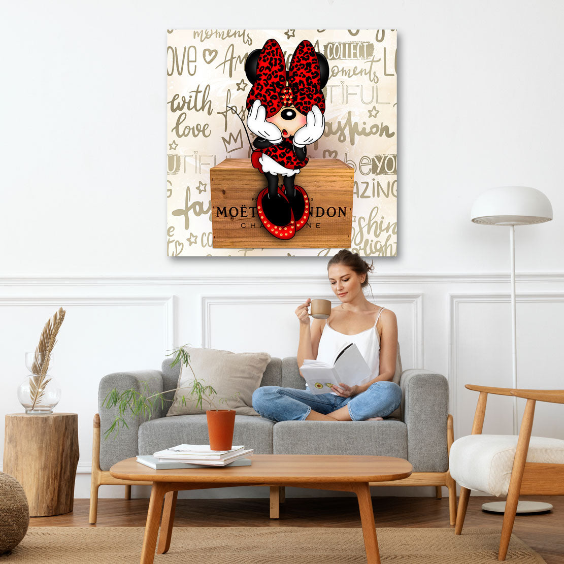 Pop Art Wandbild Minnie Maus Champagner