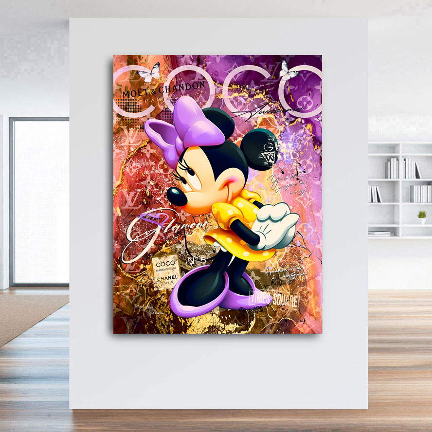 Leinwandbild Coco Minnie Maus Pink Pop Art Style