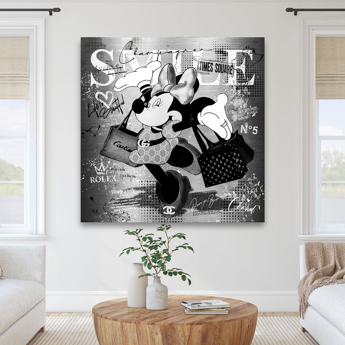 Pop Art Wandbild Minnie Smile Black and White