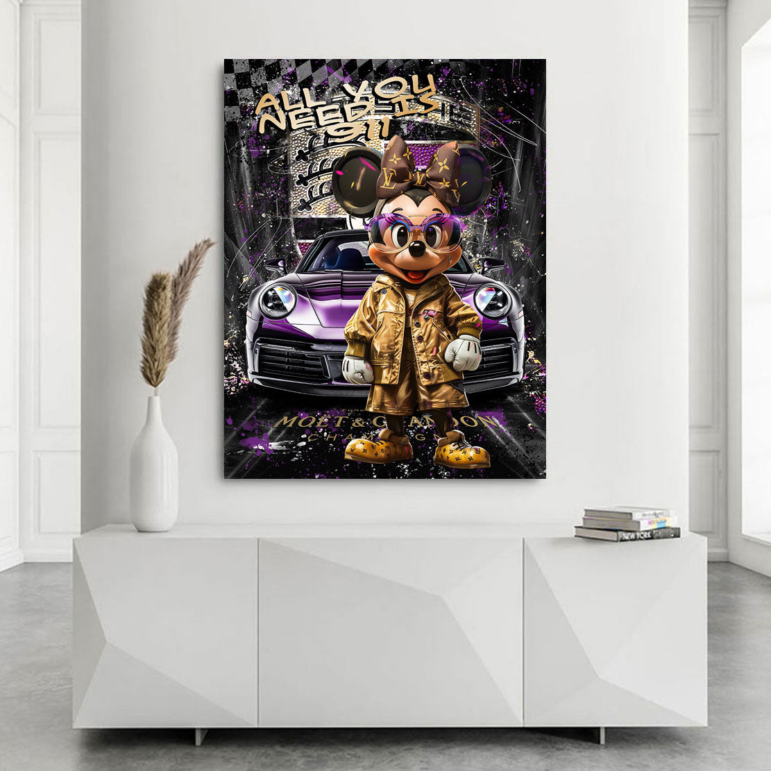 Pop Art Wandbild Minnie Maus Porsche