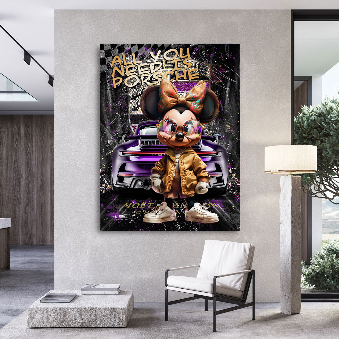 Pop Art Wandbild Minnie Maus Porsche 911