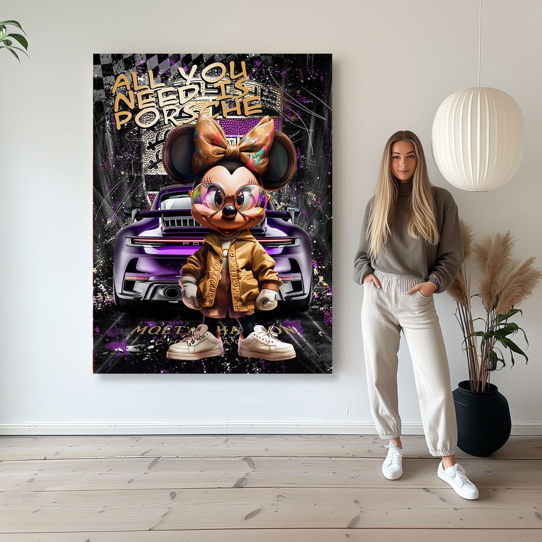 Pop Art Wandbild Minnie Maus Porsche 911