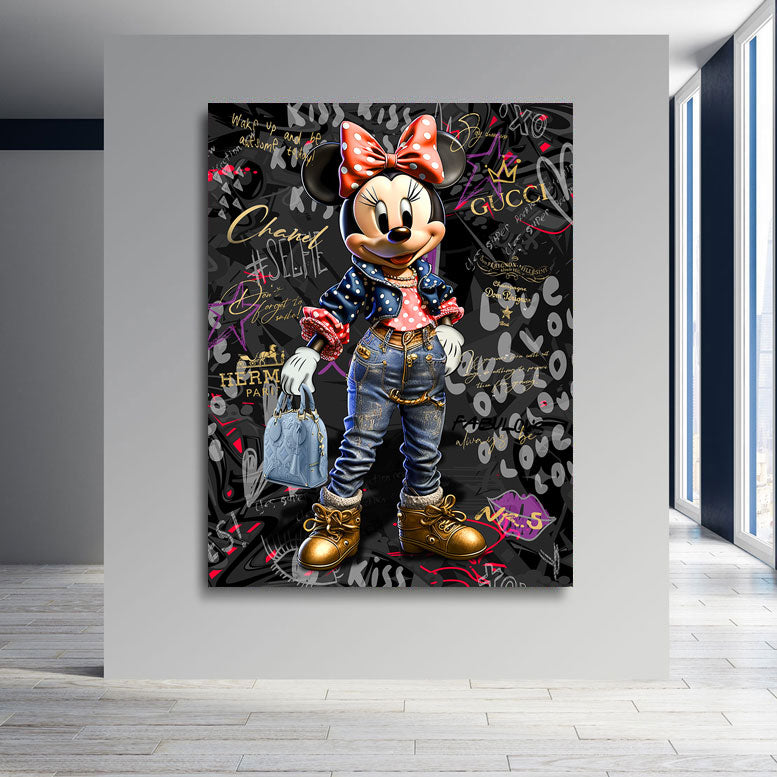 Leinwandbild Minnie Lifestyle Streetart Gold Style