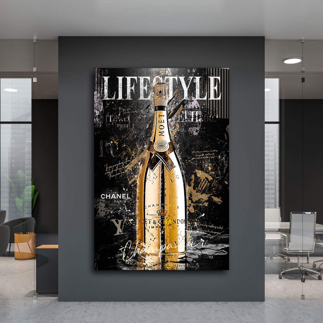 Leinwandbild Lifestyle Champagner Black Style