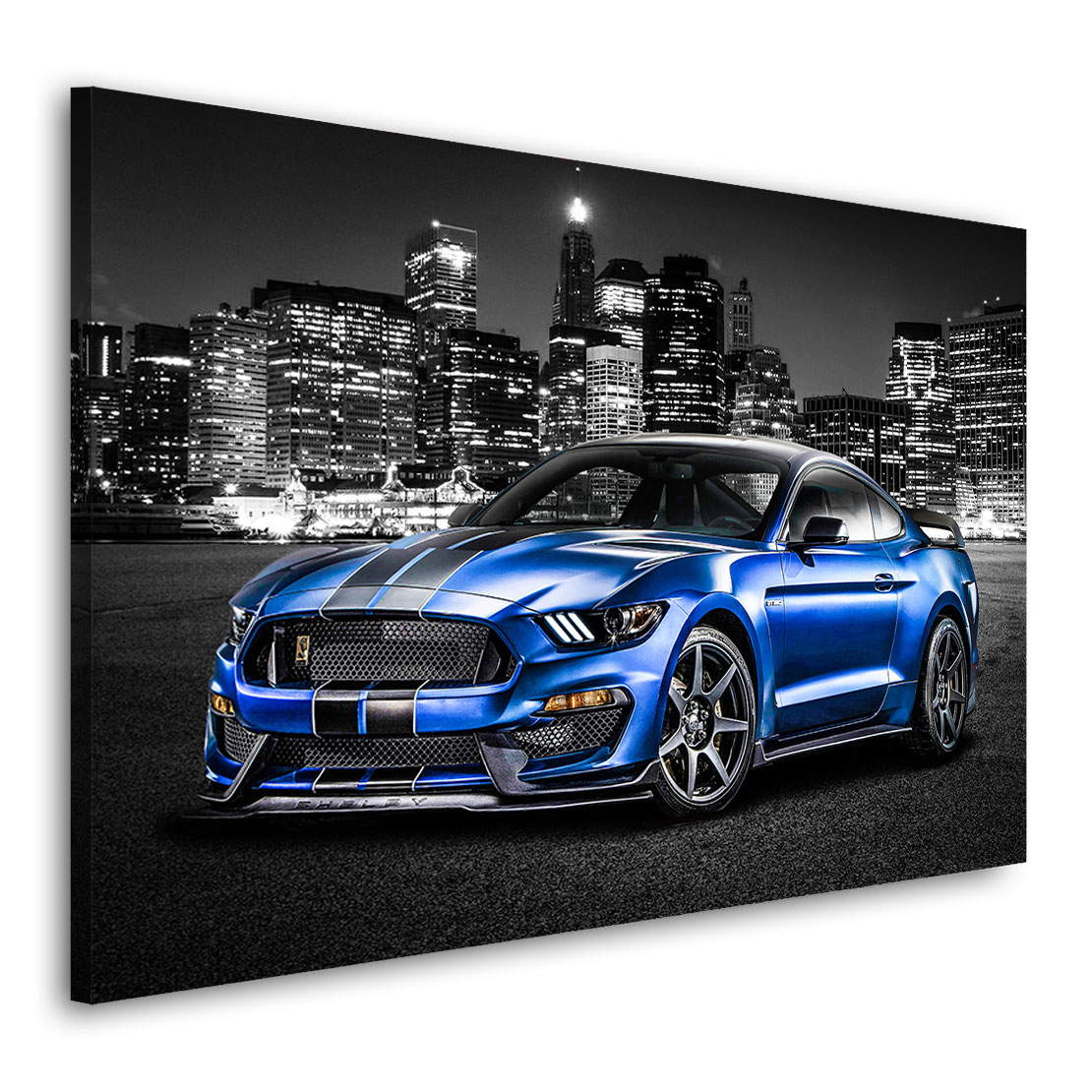 Auto Leinwandbild Ford Mustang City Blue
