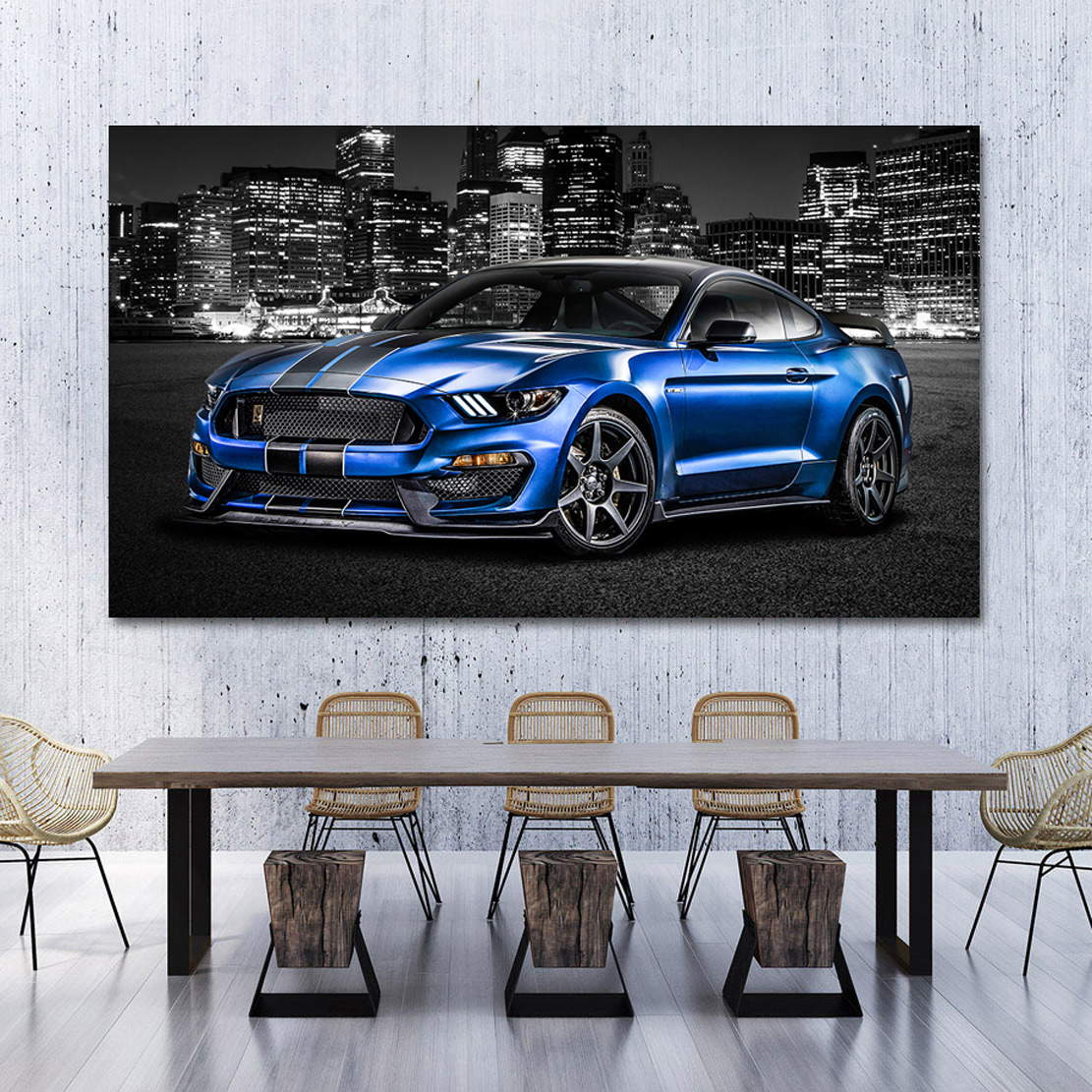 Auto Leinwandbild Ford Mustang Blue Style