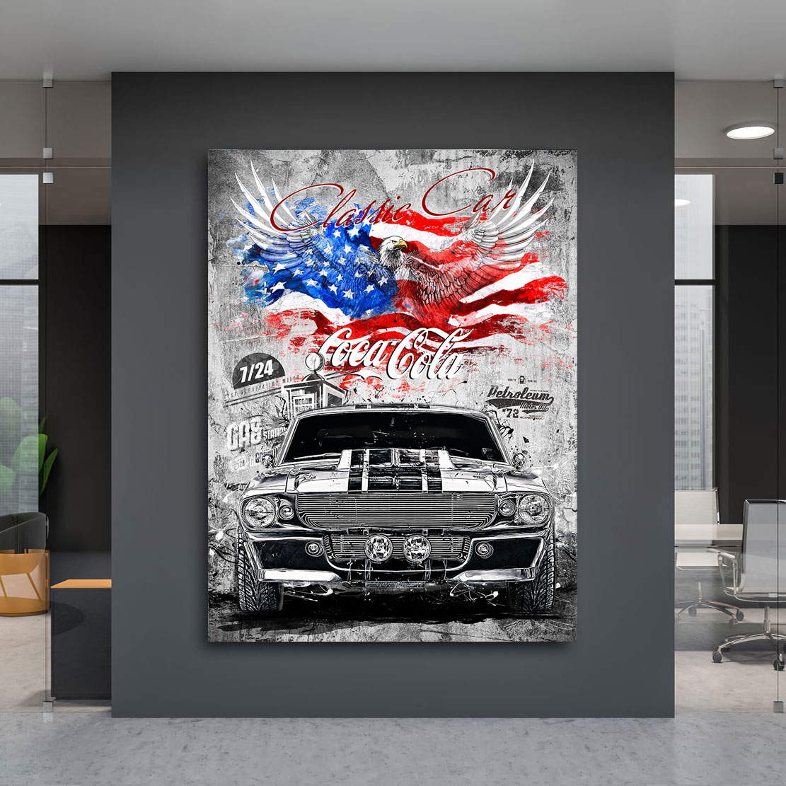 Auto Leinwandbild Ford Mustang Elenore Black Style