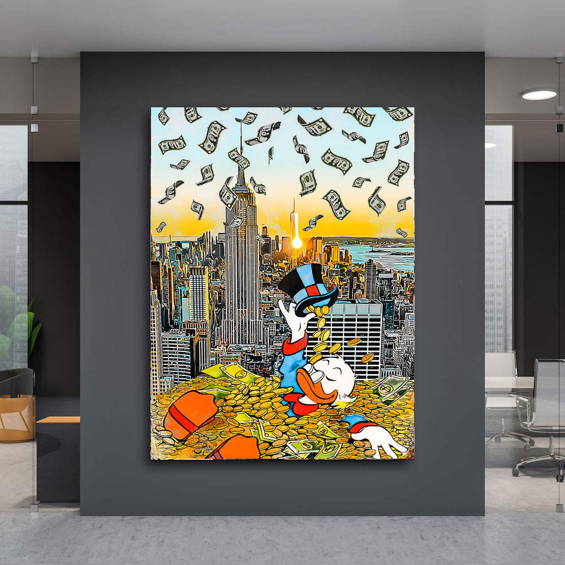 Leinwandbild Dagobert Money Rain Sunset Style
