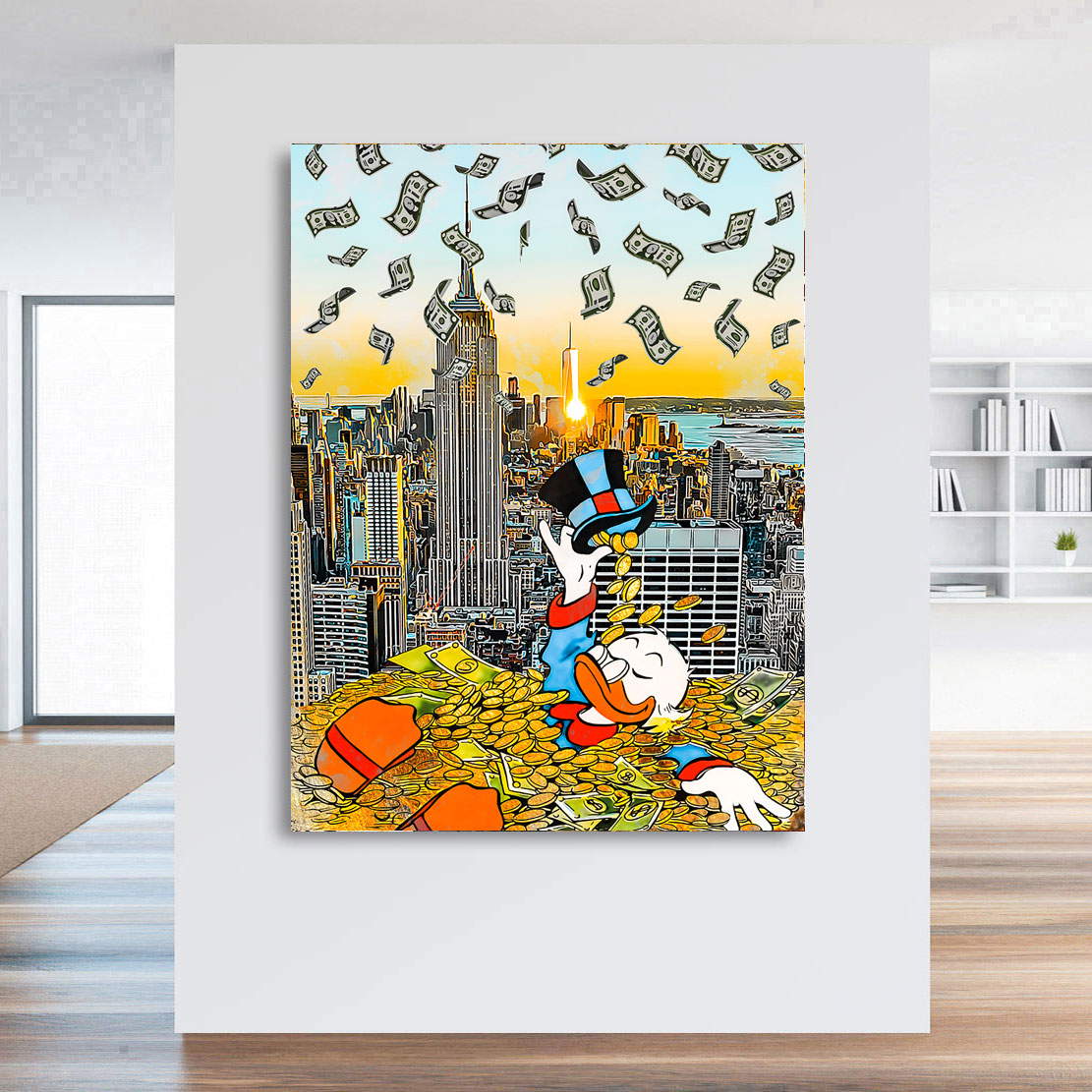 Leinwandbild Dagobert Money Rain Sunset Style