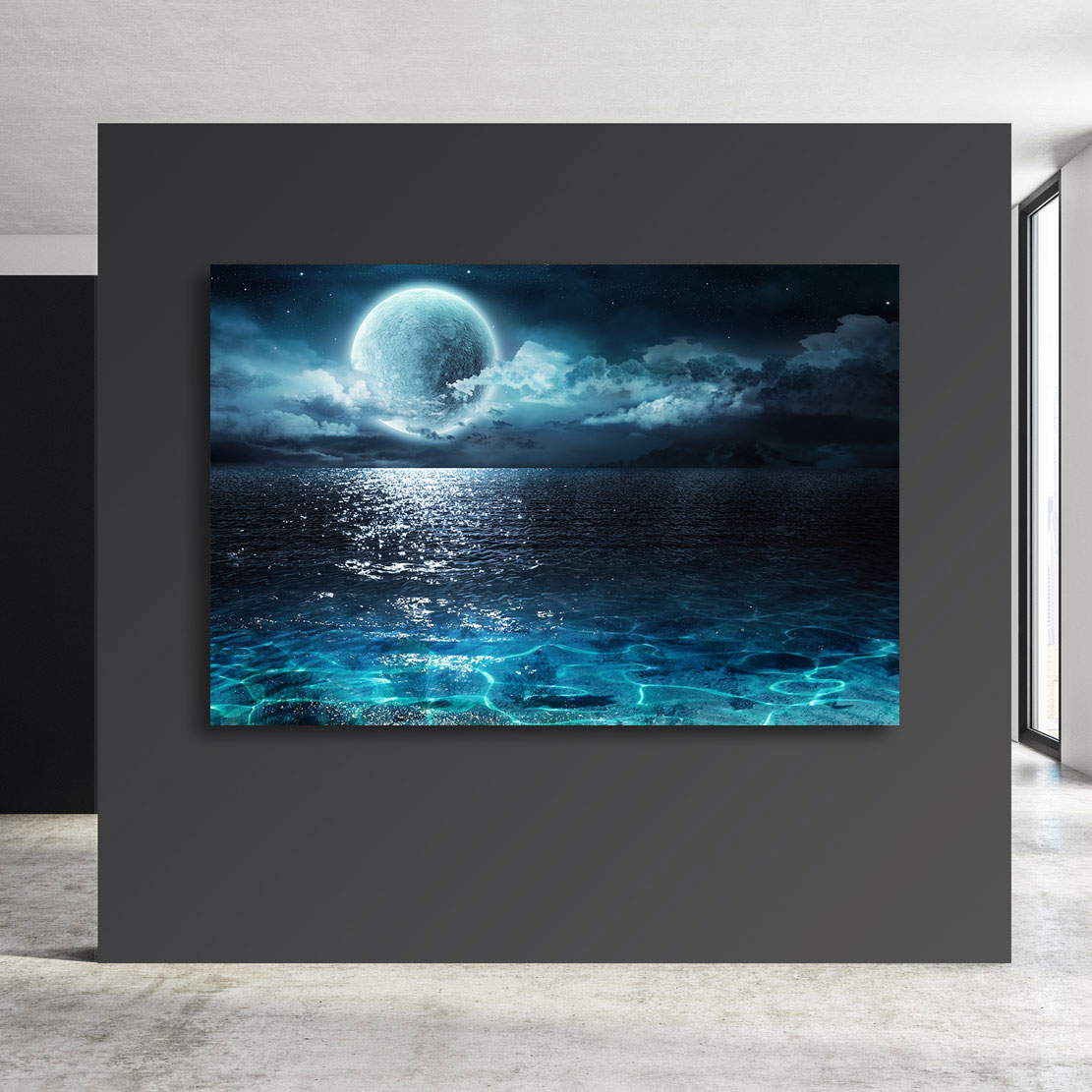 Wandbild Vollmond über dem Meer