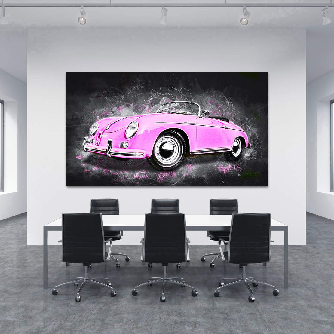 Auto Wandbild Porsche Speedster Pink Style