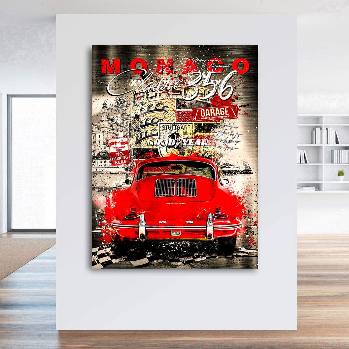 Auto Leinwandbild Porsche 356 Monaco Retro Pop Art