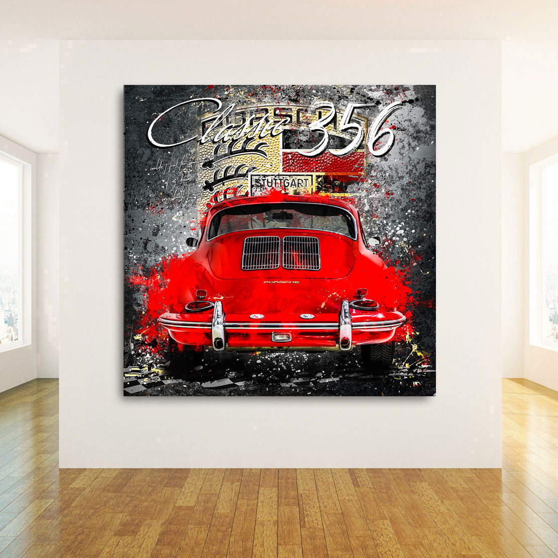 Auto Wandbild Leinwandbild Porsche 356 Retro Pop Art