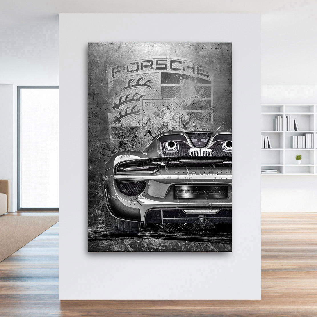 Auto Wandbild Leinwandbild Porsche Speedster 918 Black and White