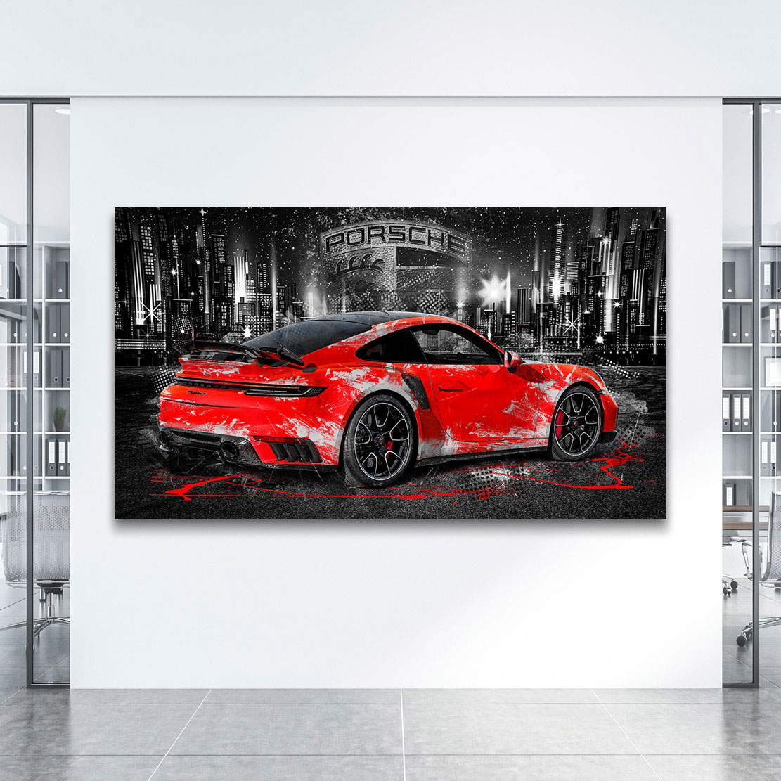 Auto Leinwandbild Porsche 911 Turbo Abstrakt City