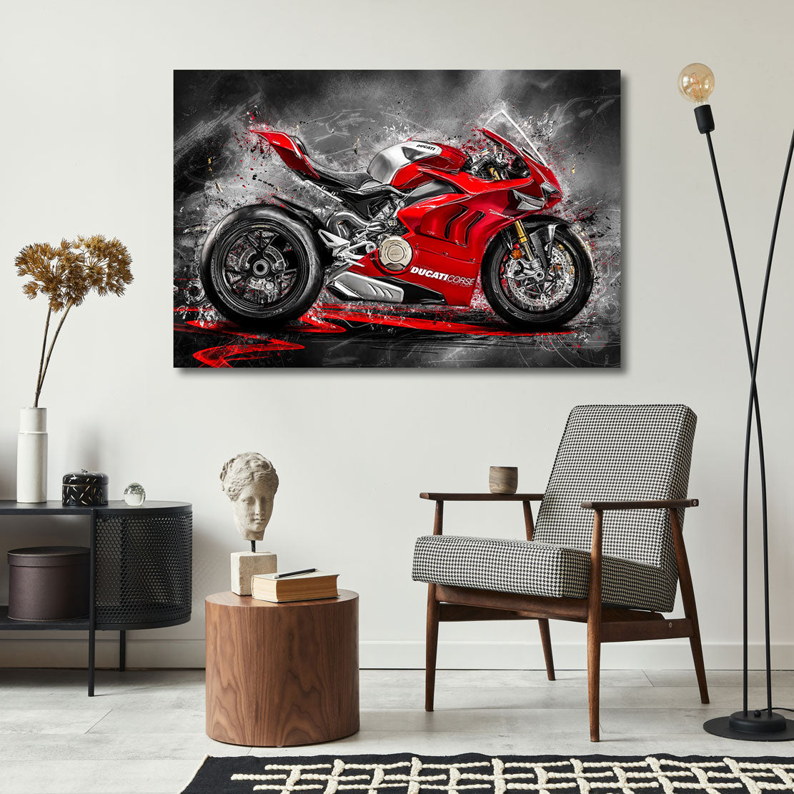 Motorrad Wandbild Ducati V4R Abstrakt