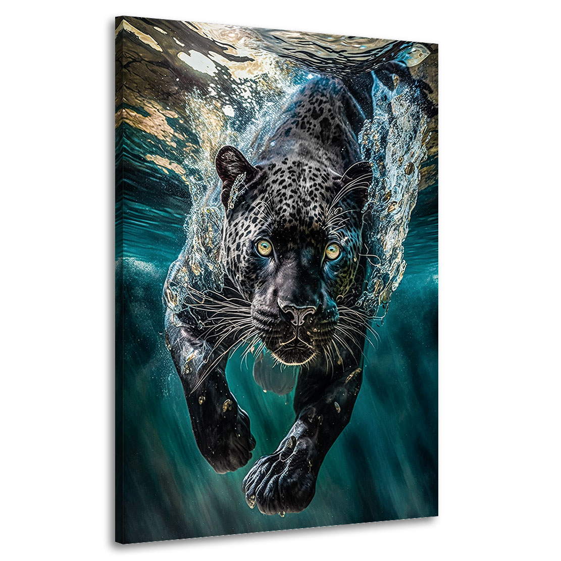 Leinwandbild Tauchender Panther