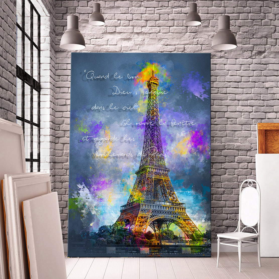 Leinwandbild Paris Eiffelturm Abstrakt Paint