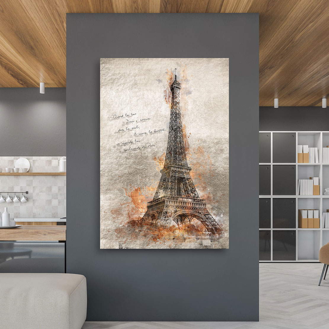 Wandbild Leinwandbild Paris Eiffelturm Gold Style