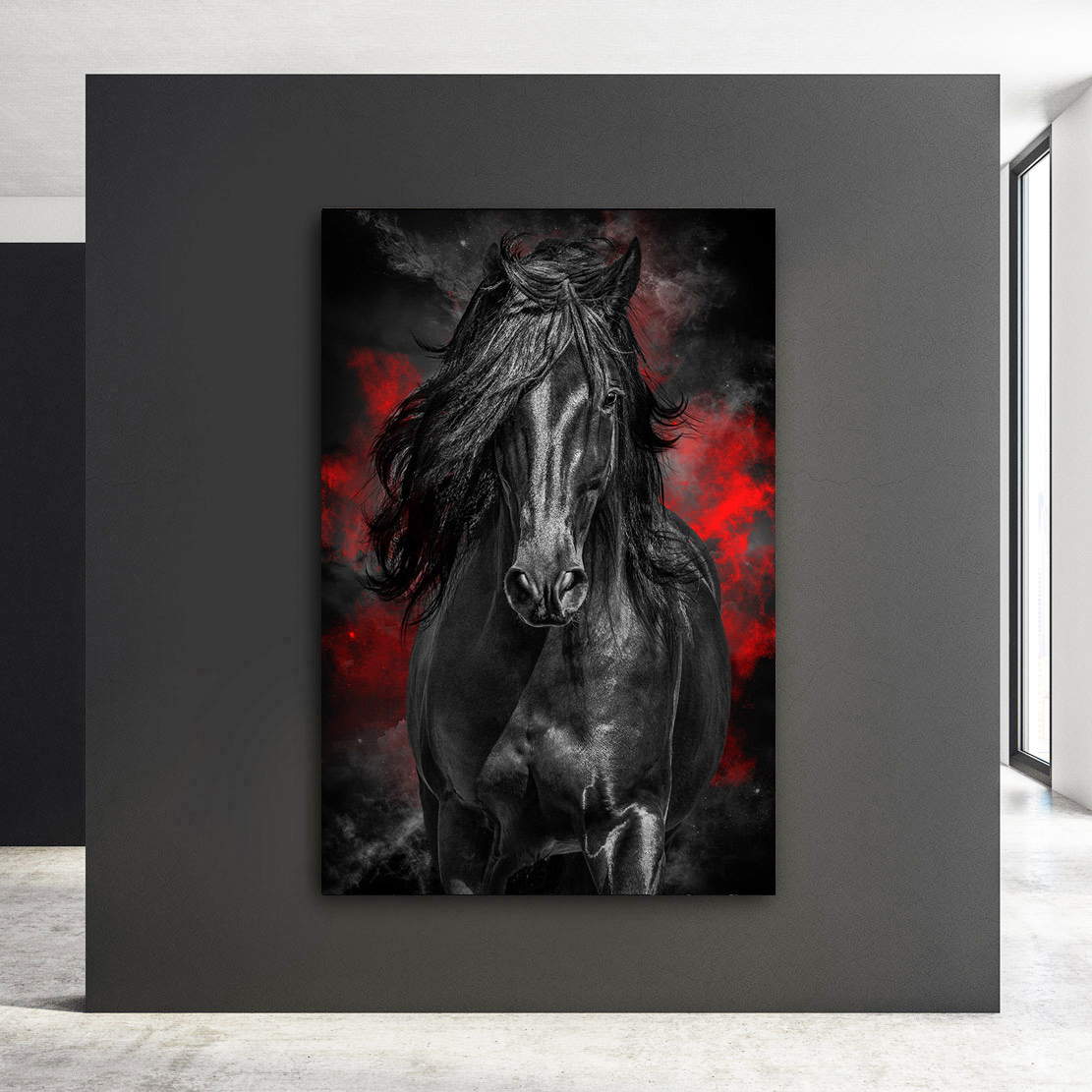 Wandbild Leinwandbild Pferd schwarzer Hengst