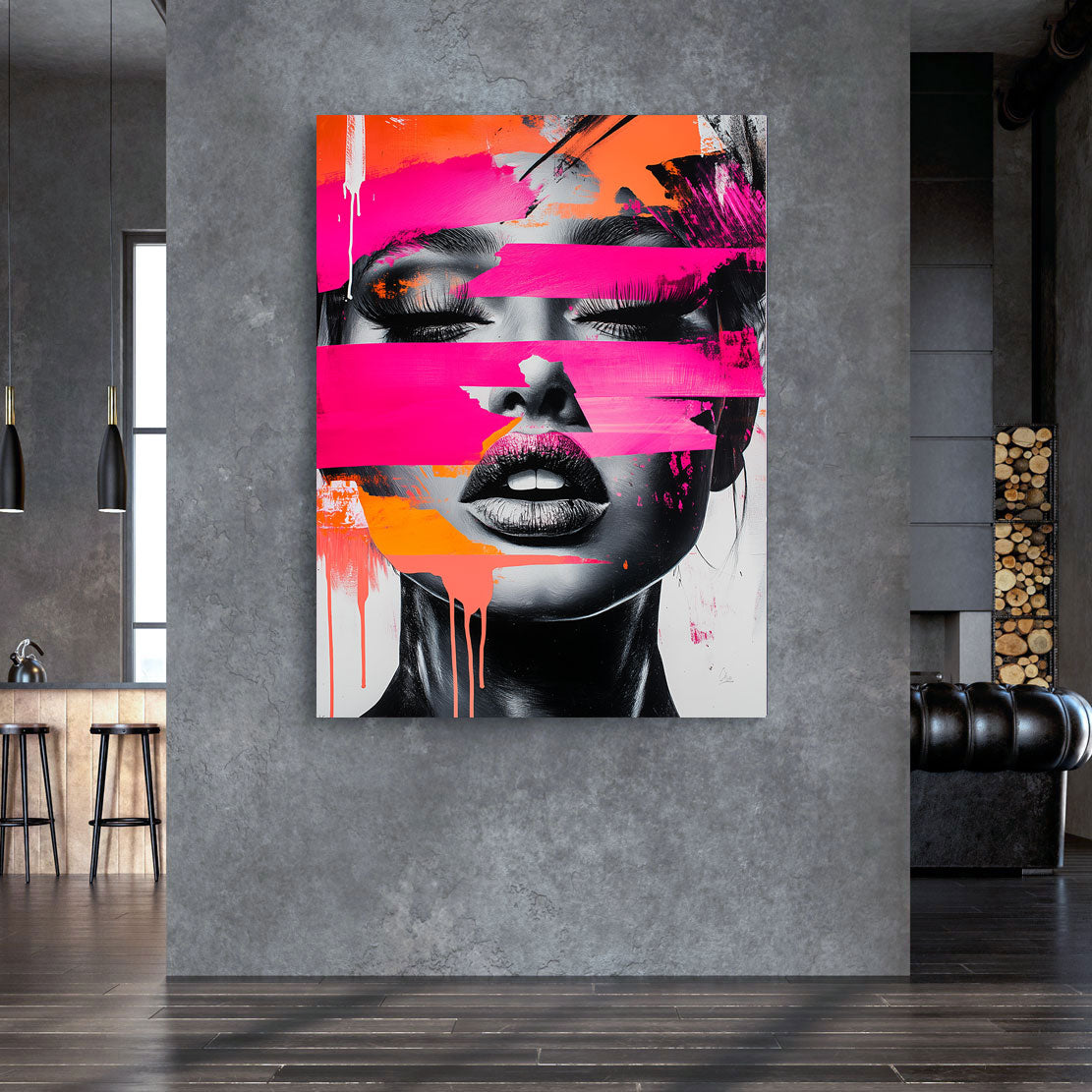 Neon Muse Portrait Art Wandbild