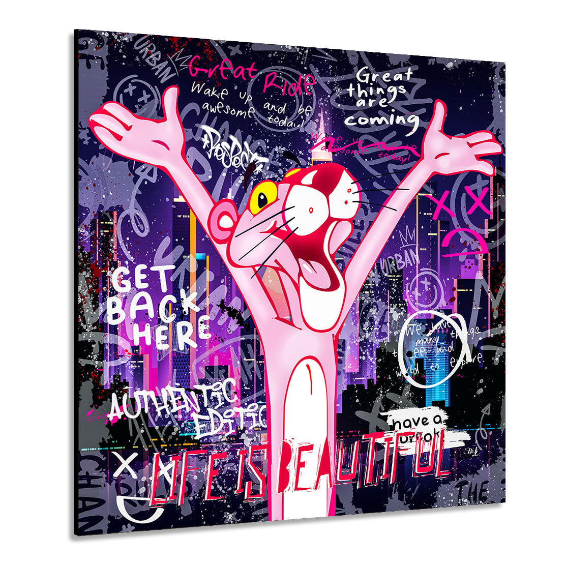 Pop Art Wandbild Pink Panther Life is beautiful Street Style